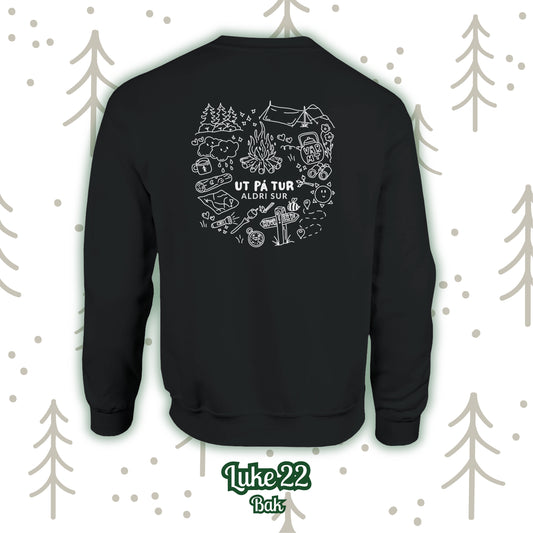 Genser med trykk “Ut på tur” fra Anda Studio