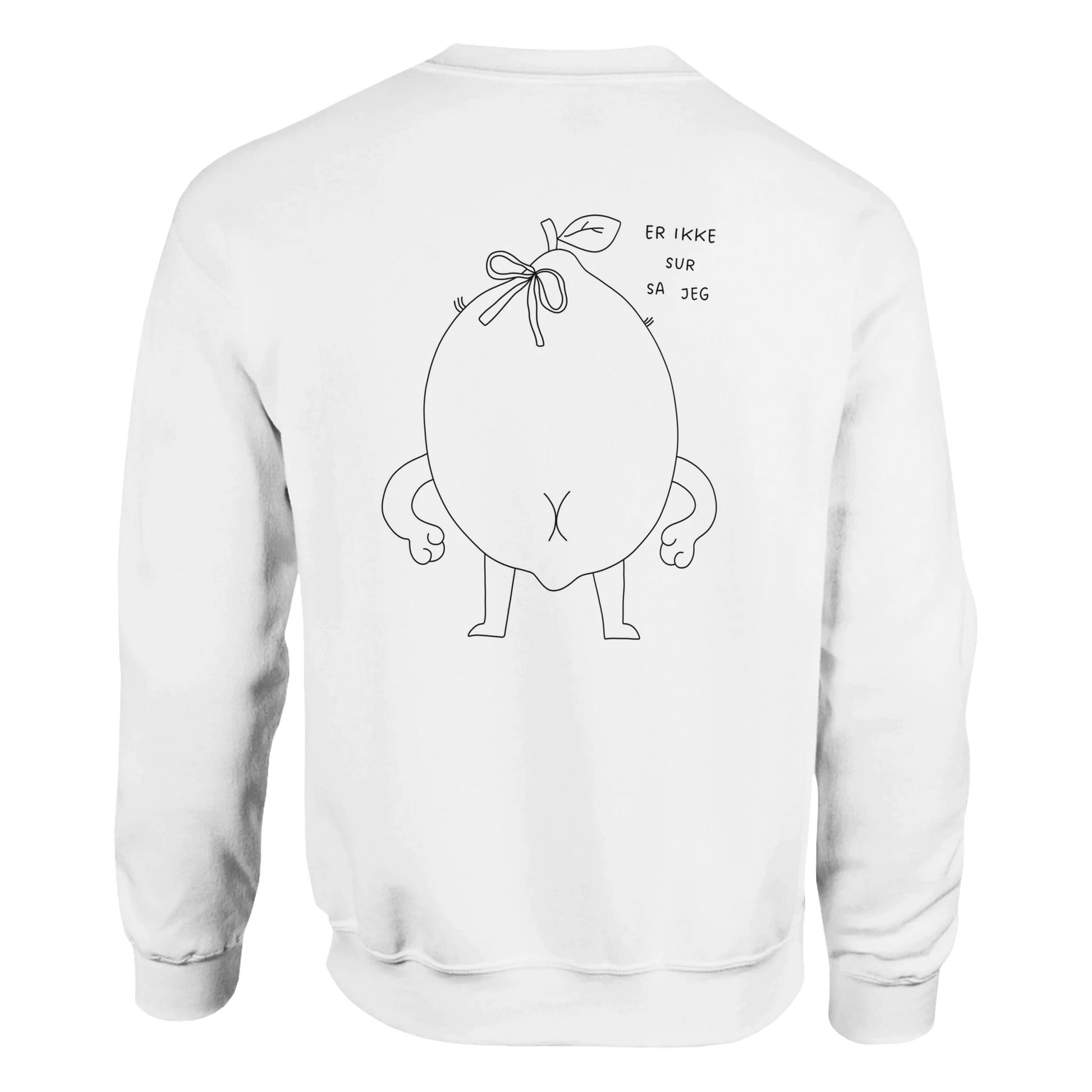 Genser med trykk “Er ikke sur sa jeg” fra Anda Studio