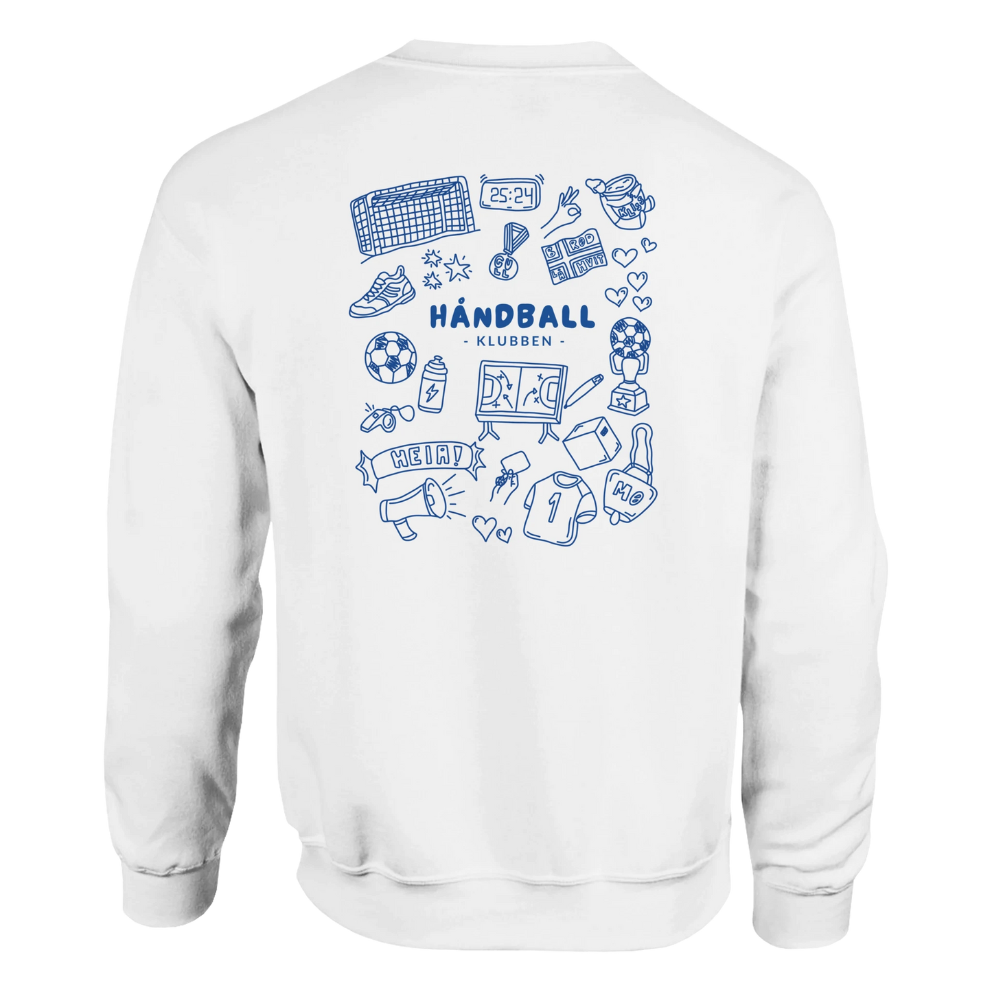 Genser med trykk “Håndballklubben – klister og kaos” fra Anda Studio