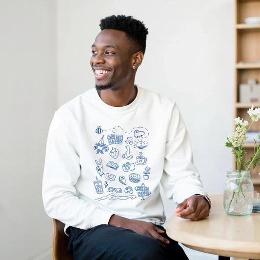 Genser med trykk “Mer av dette” fra Anda Studio