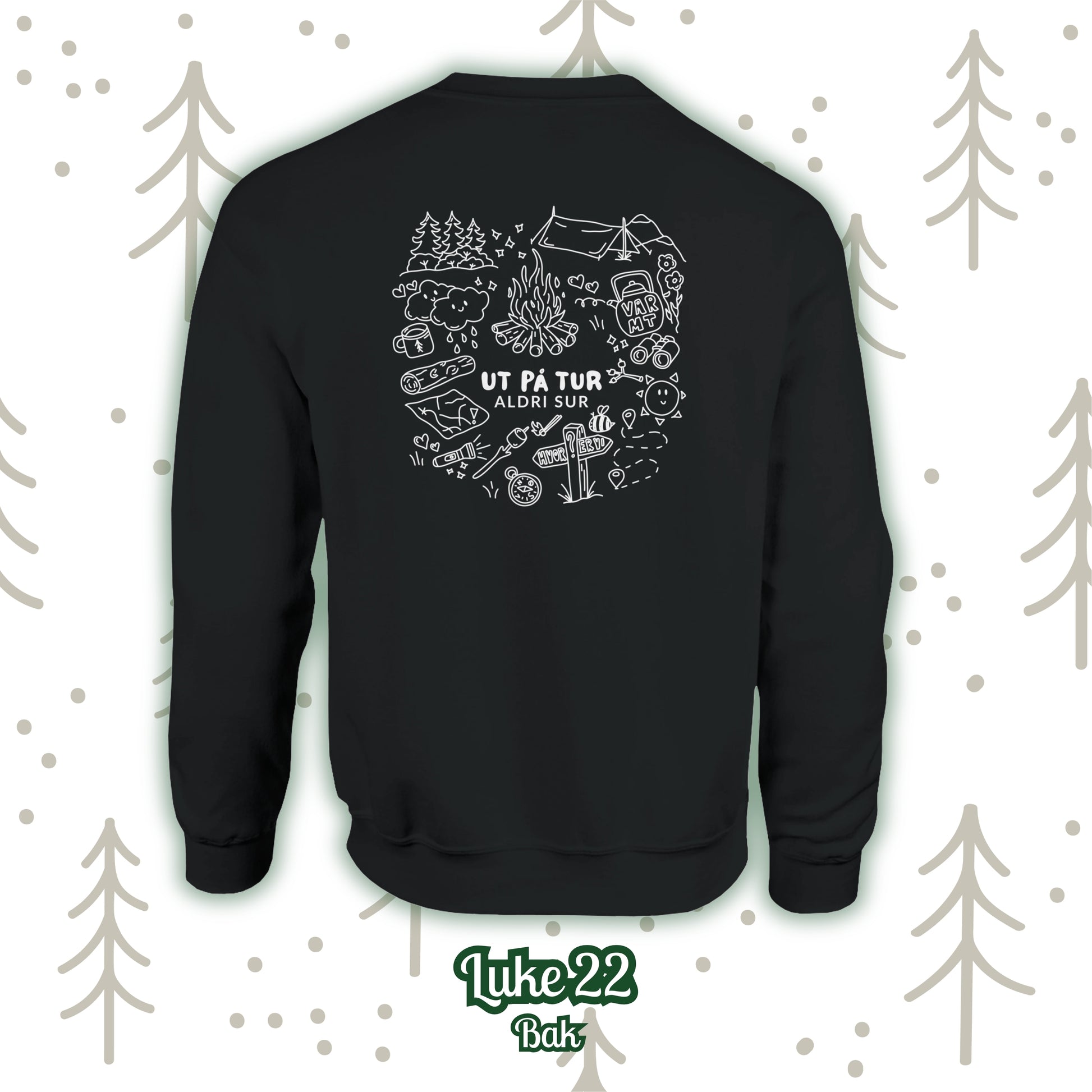 Genser med trykk “Ut på tur” fra Anda Studio