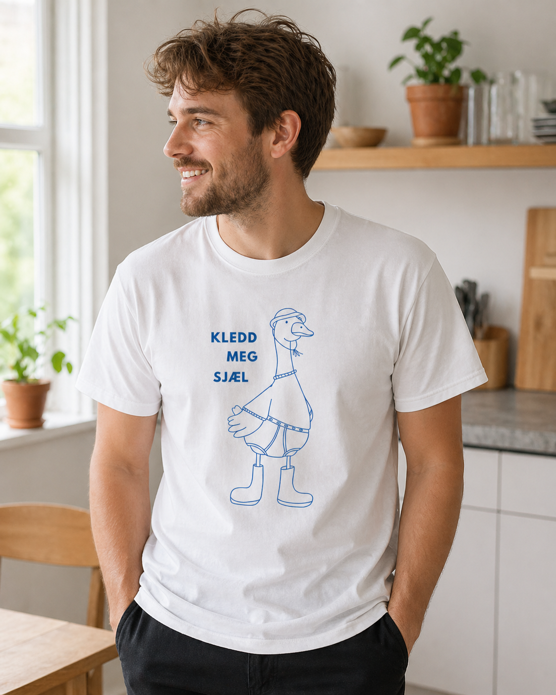 Morsom t-skjorte til han som har alt. Kledd meg selv med gås i boots og hatt. 