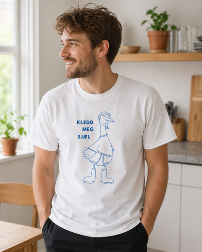 Morsom t-skjorte til han som har alt. Kledd meg selv med gås i boots og hatt. 