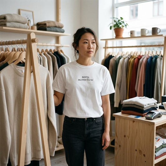 Til kollega eller venninne som helst bare vil komme seg gjennom vakten. Morsom gave for casual outfits med teksten "Sorry, jeg jobber ikke her". 